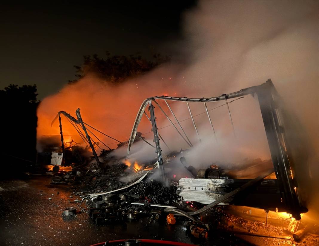 TIR yandı, alevler ağaçlara sıçradı 1